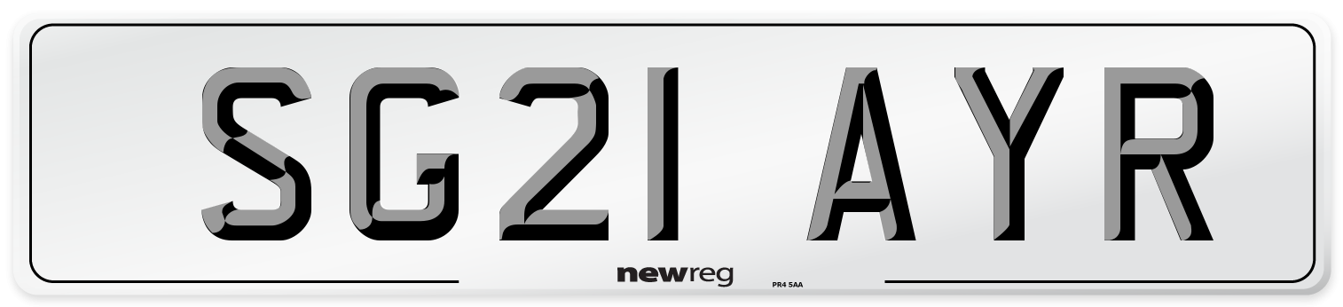 SG21 AYR Number Plate from New Reg